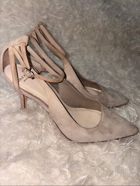 Cole Haan Light Taupe Suede Ankle Strap Heels